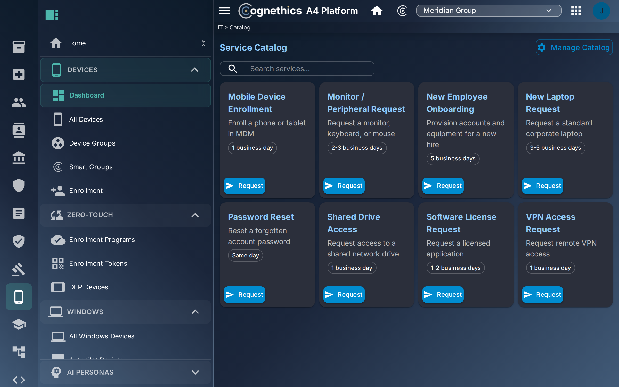 Let employees request IT in a click — Cognethics