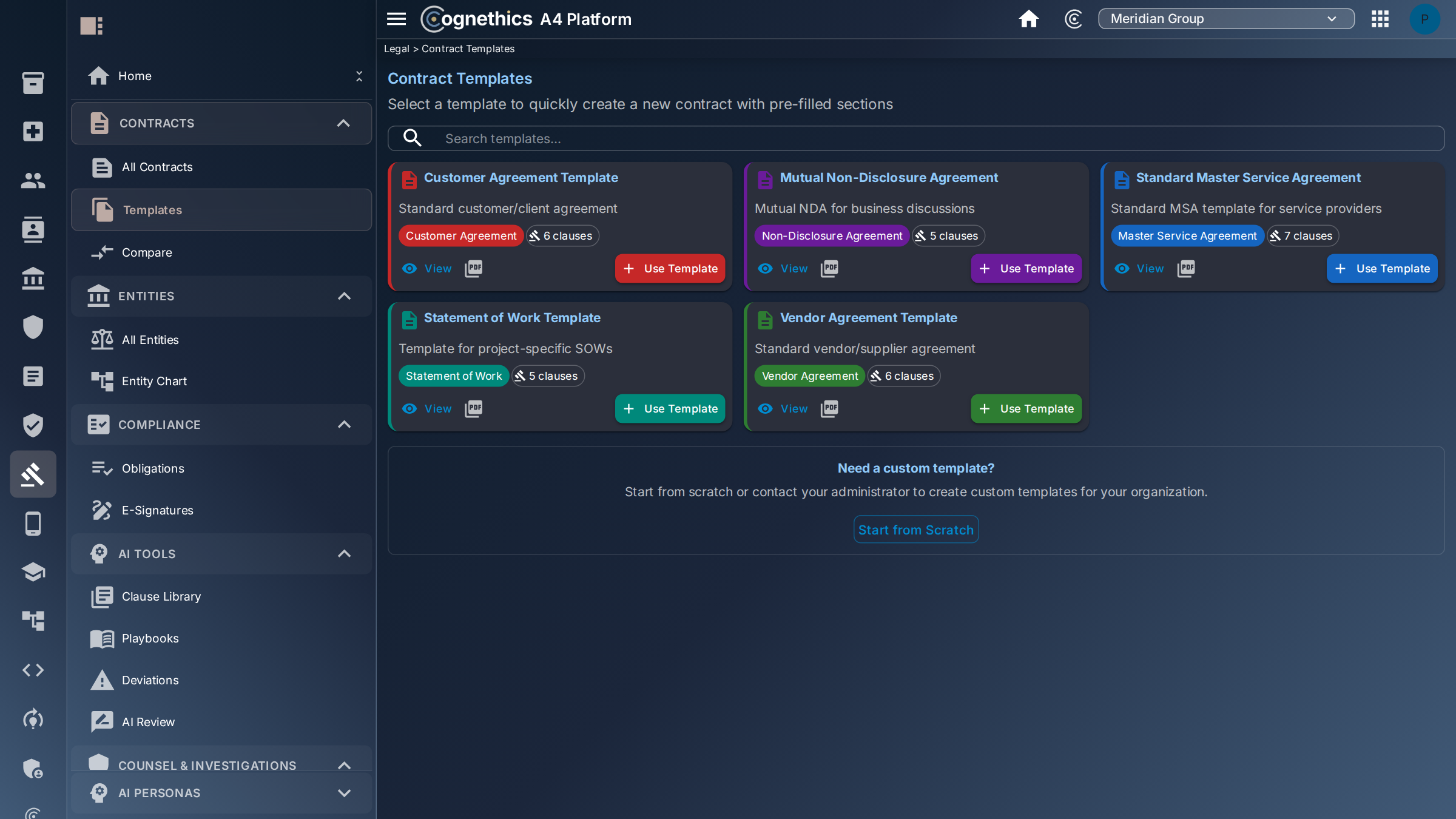 Reusable contract templates — Cognethics