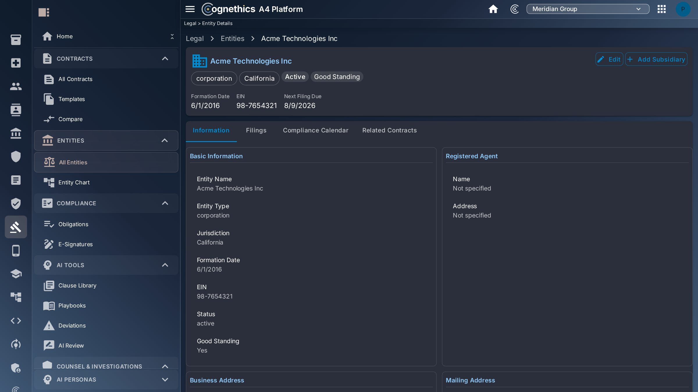 Legal-entity register — Cognethics