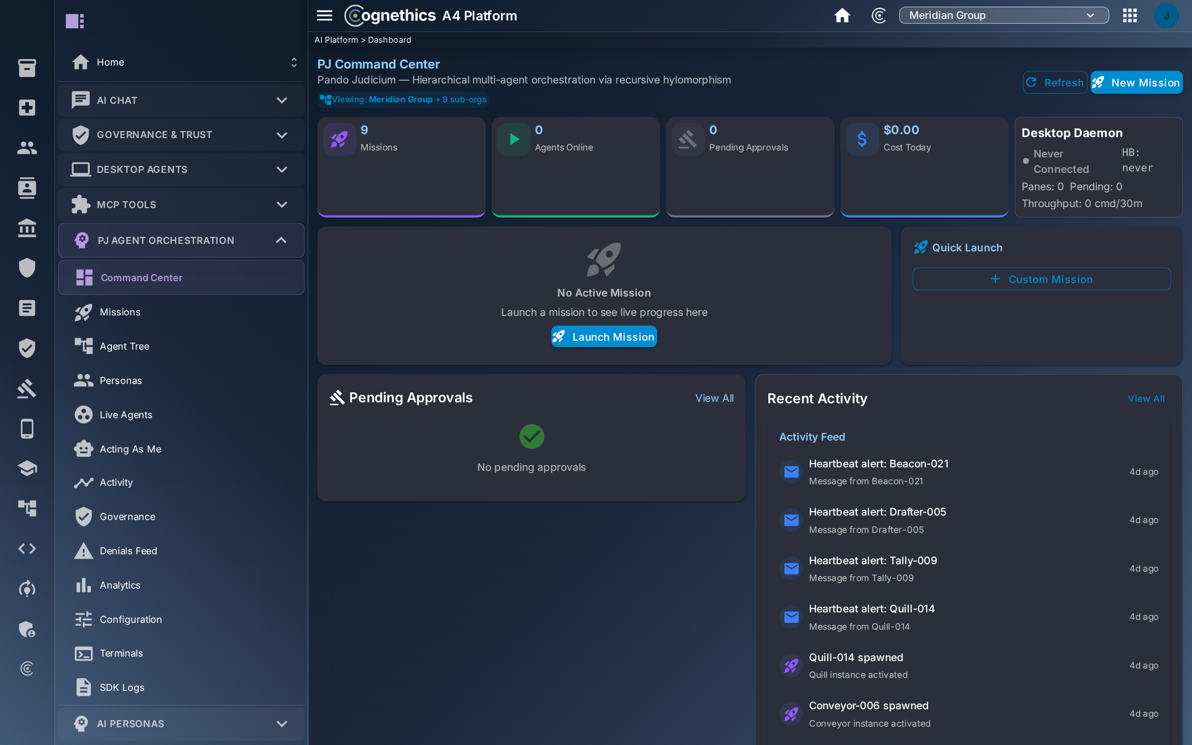 One screen for every agent, mission, and dollar — Cognethics