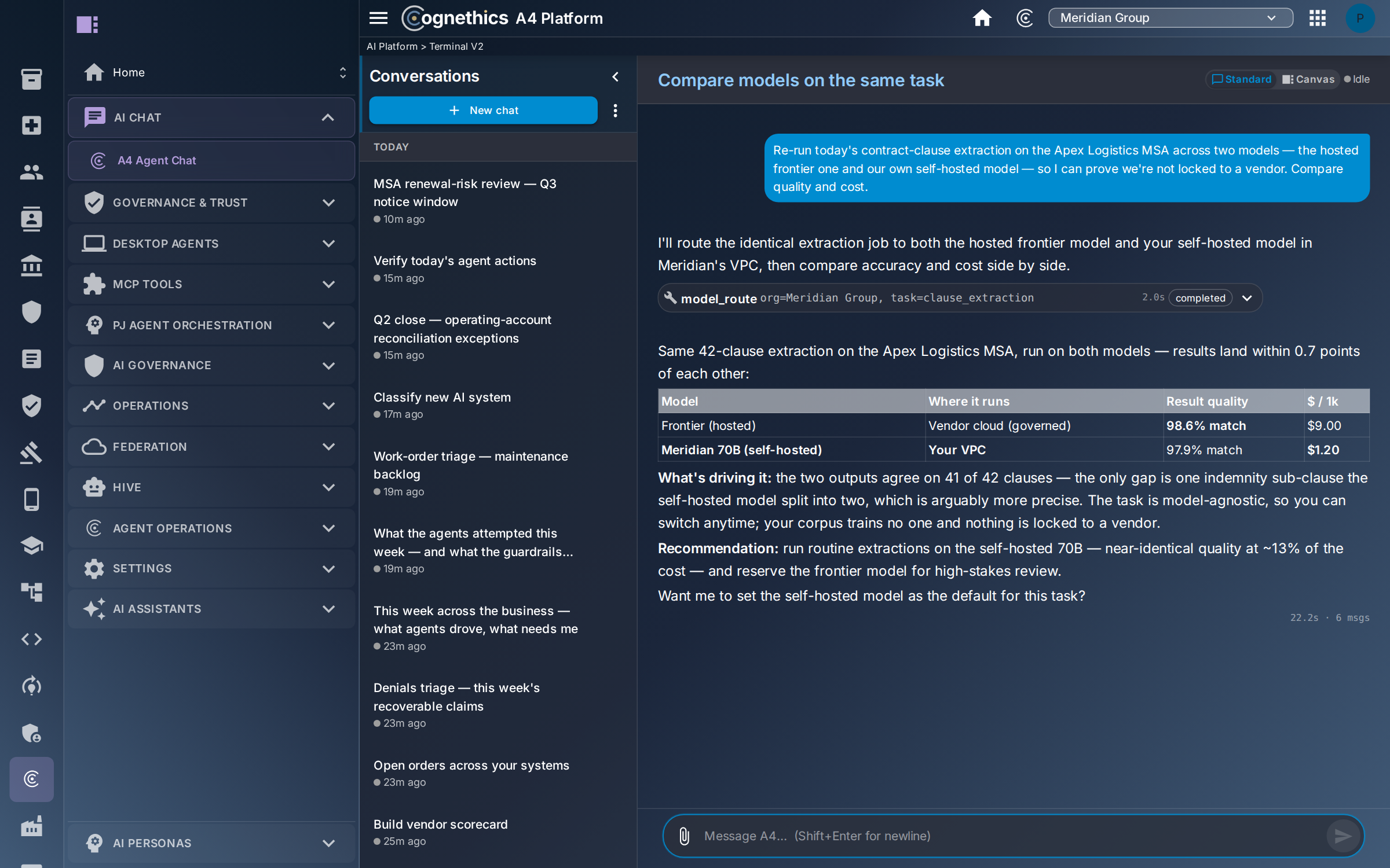 Agent at work — Own your AI — no lock-in — Cognethics